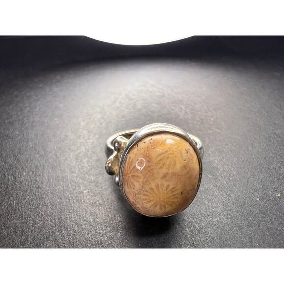 Sajen fossil coral sterling silver ring size 7 - Picture 1 of 16